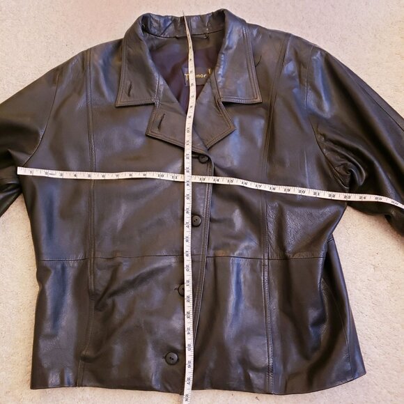 Tadmor Vintage Black Leather Button Front Cropped Jacket Made in Israel Size 40 - Picture 7 of 15